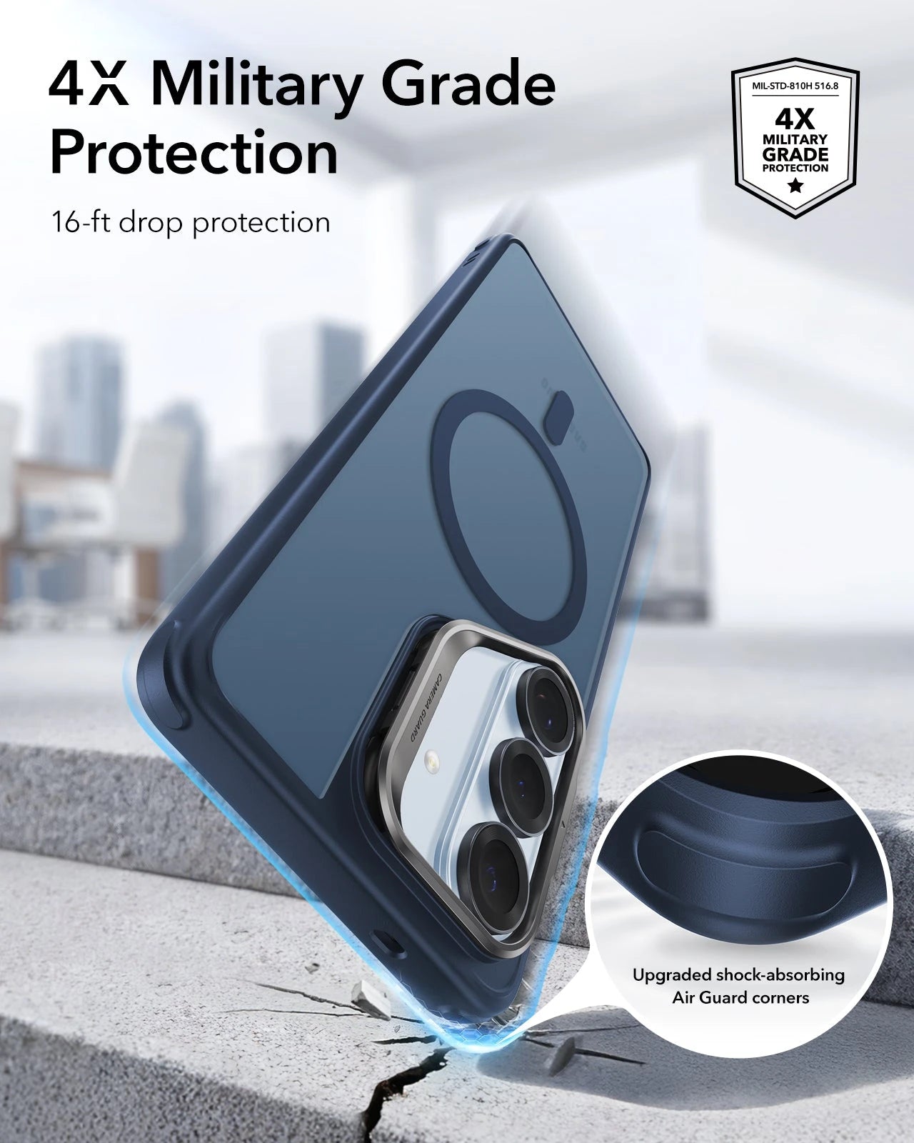 ESR Samsung Galaxy S26 Plus Classic Hybrid Magsafe Case with Stand Frosted Blue 4X Military Grade Protection