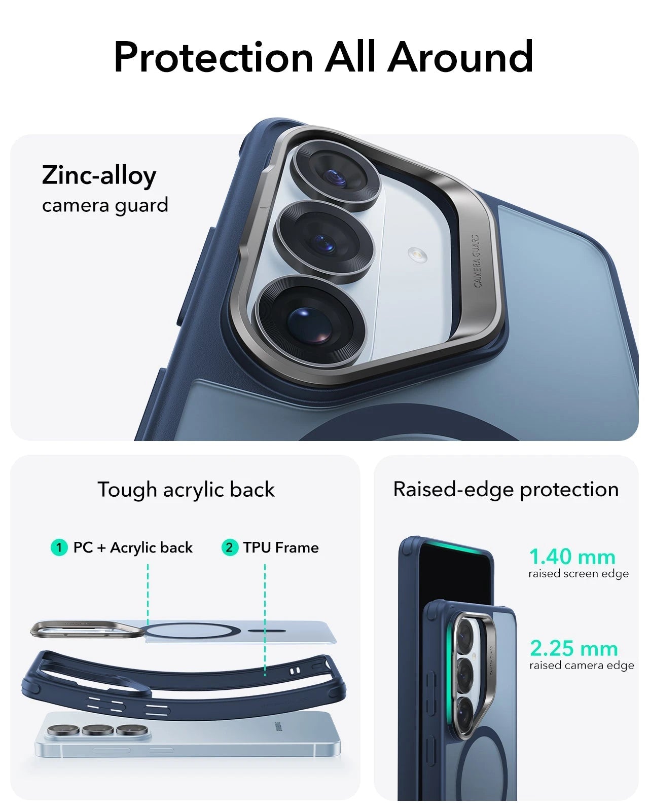 ESR Samsung Galaxy S26 Plus Classic Hybrid Magsafe Case with Stand Frosted Blue Protection All Around