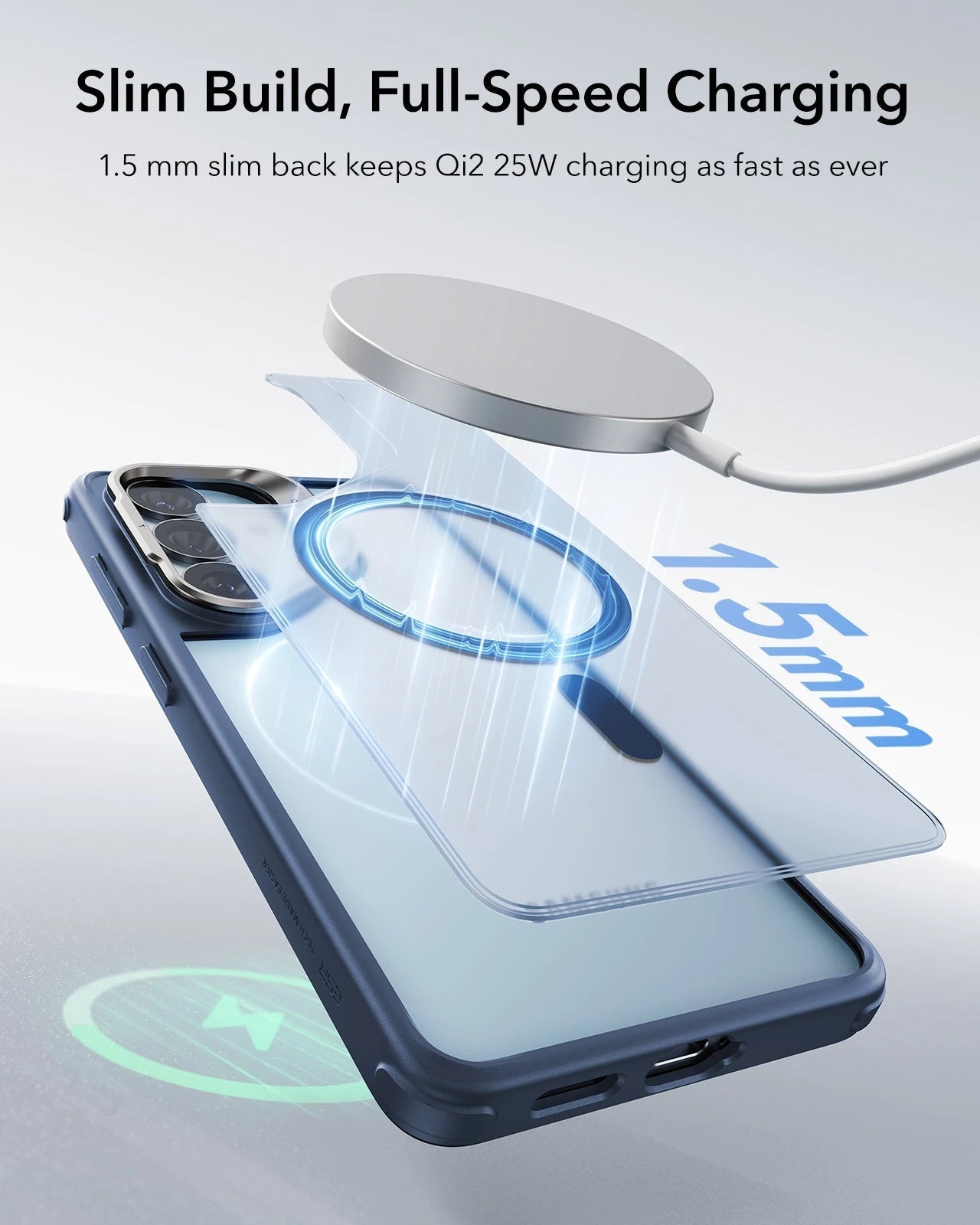 ESR Samsung Galaxy S26 Plus Classic Hybrid Magsafe Case with Stand Frosted Blue Slim Profile Full Speed Charging