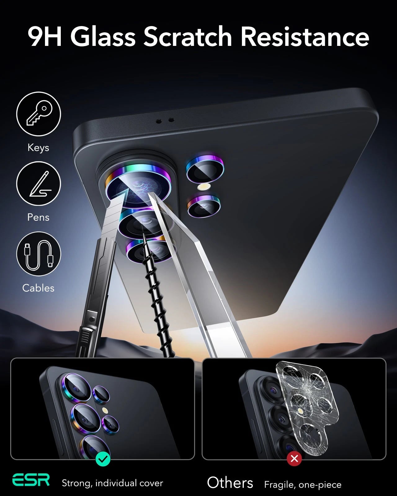 ESR Galaxy S26 Ultra Camera Lens Protector Chromatic 9H Glass Scratch Resistance