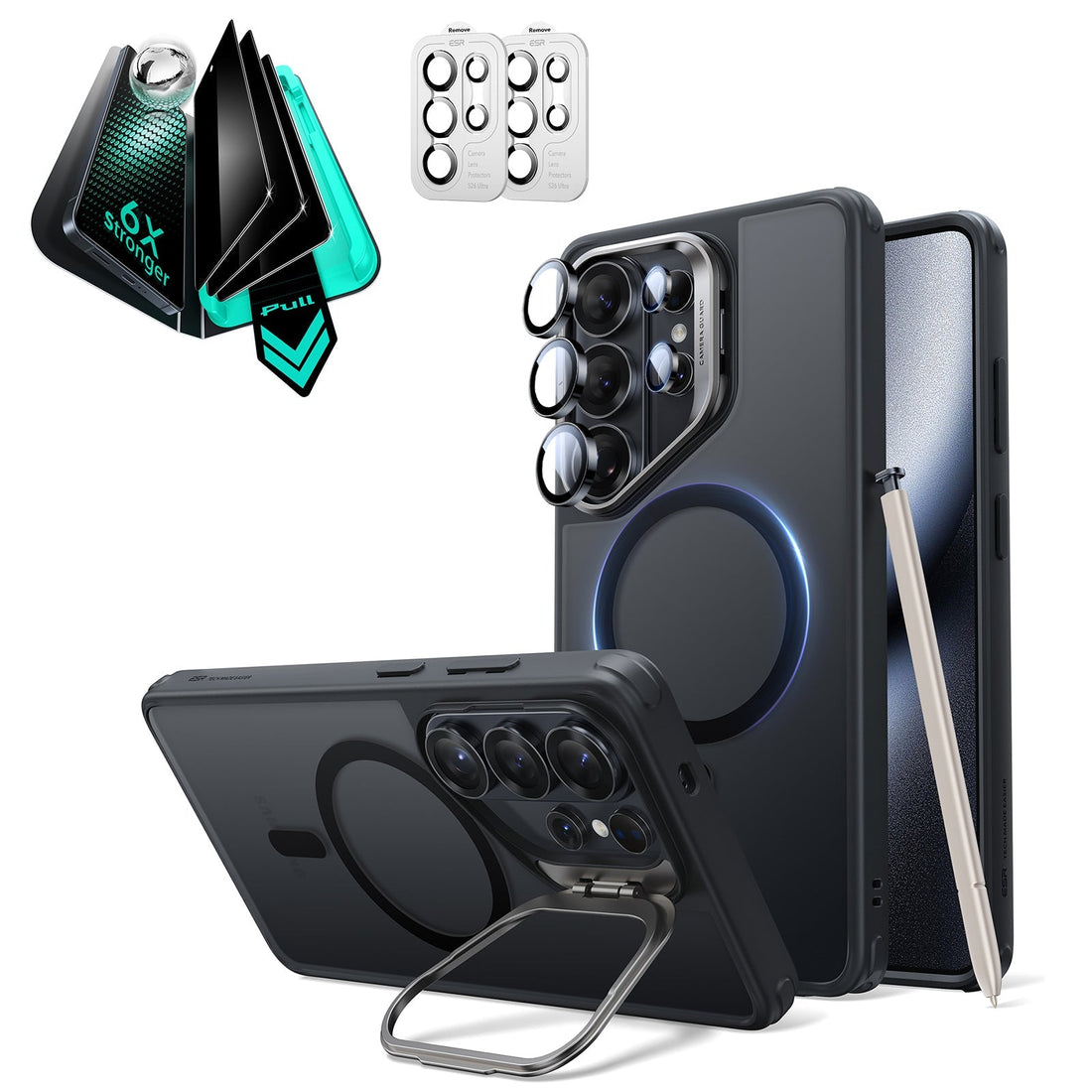 ESR Galaxy S26 Ultra Classic Hybrid Magsafe Case with Stand and Armorite Privacy Screen Protector Set Frosted Black