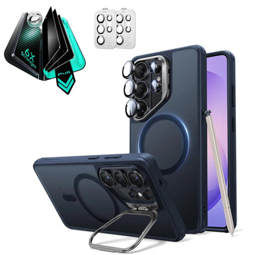 Galaxy S26 Ultra Classic Hybrid Magsafe Case with Stand and Armorite Privacy Screen Protector Set Frosted Blue