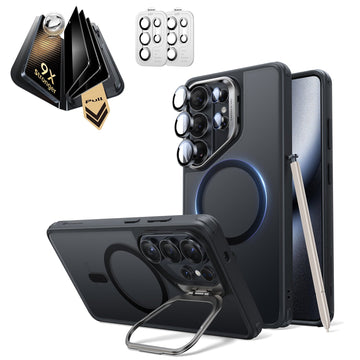 Galaxy S26 Ultra Classic Hybrid Magsafe Case with Stand and Corning Glass Privacy Screen Protector Set Frosted Black