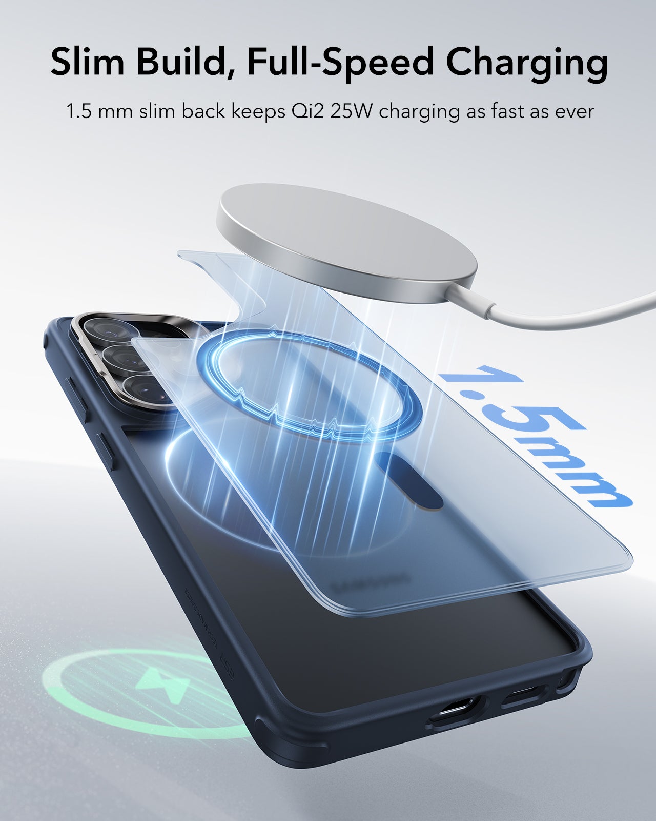 ESR Samsung Galaxy S26 Ultra Classic Hybrid Magsafe Case with Stand Frosted Blue Slim Profile Full Speed Charging