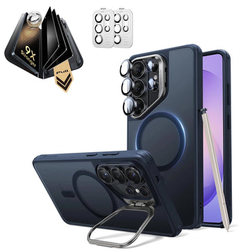 Galaxy S26 Ultra Classic Hybrid Magsafe Case with Stand and Corning Glass Privacy Screen Protector Set Frosted Blue