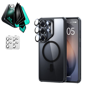 Galaxy S26 Ultra Bundle Classic Hybrid Magnetische Hülle und Armorite® Privacy Sichtschutzfolie - Clear Black