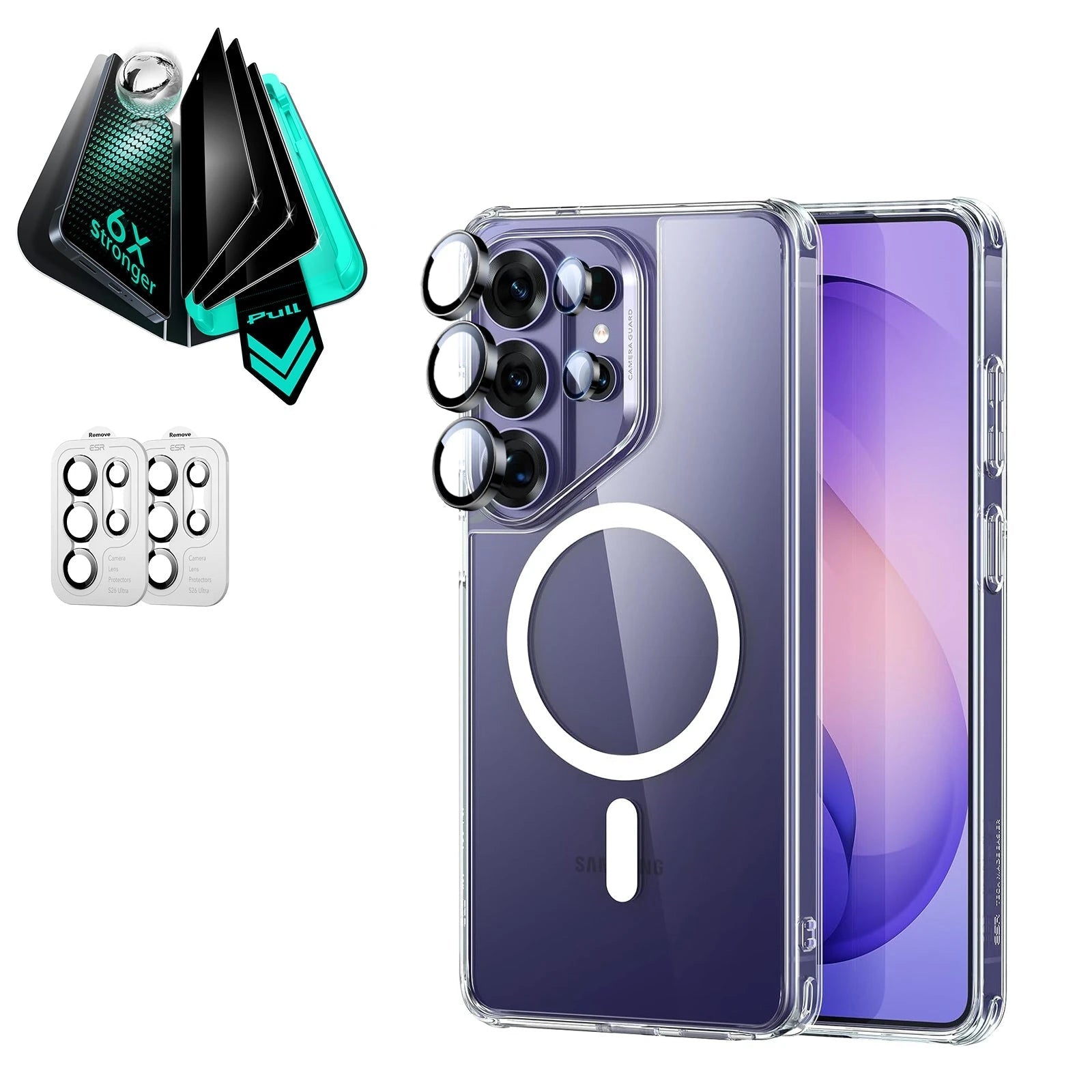 Galaxy S26 Ultra Classic Hybrid Magsafe Case and Armorite Privacy Screen Protector Bundle Clear