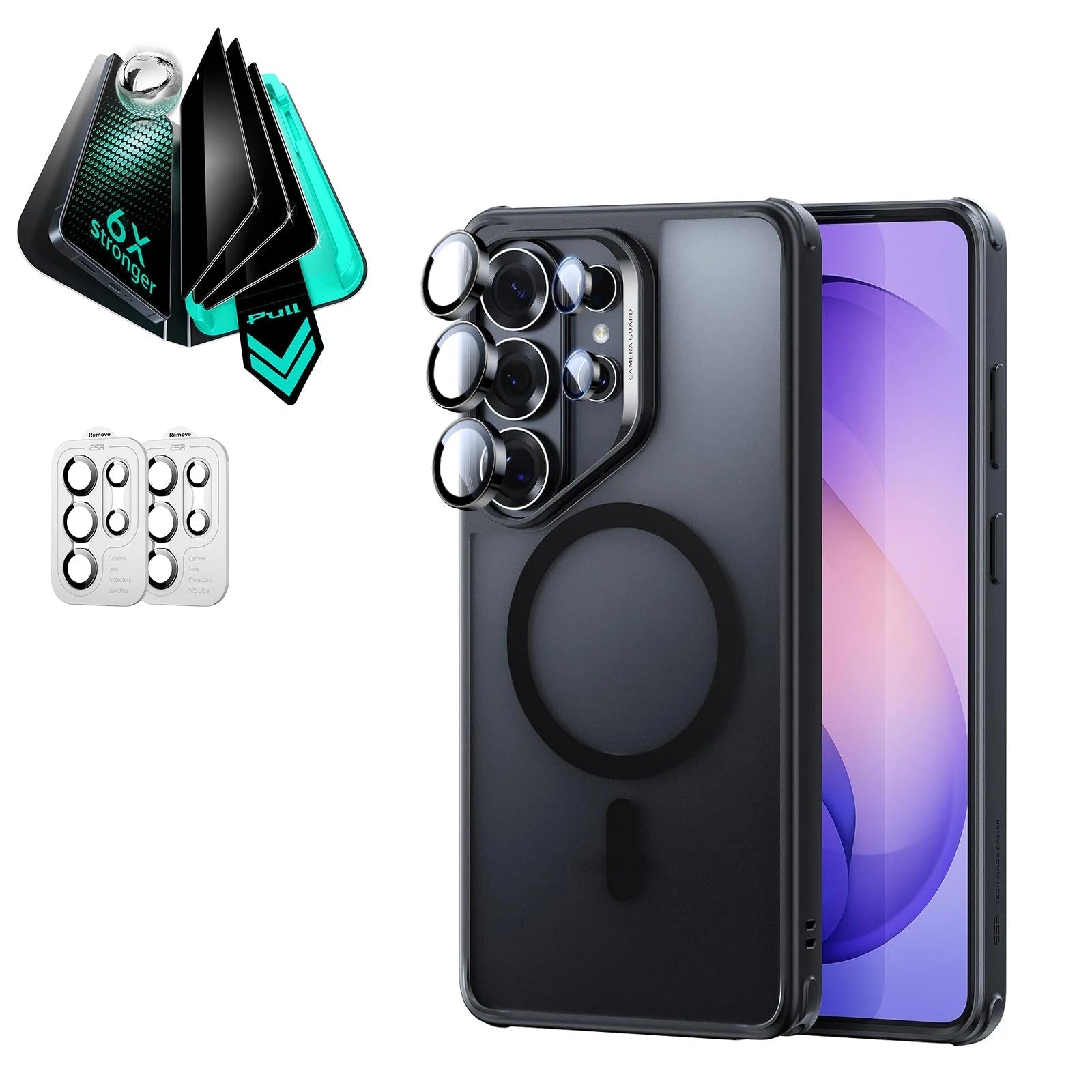 Galaxy S26 Ultra Classic Hybrid Magsafe Case and Armorite Privacy Screen Protector Bundle Frosted Black