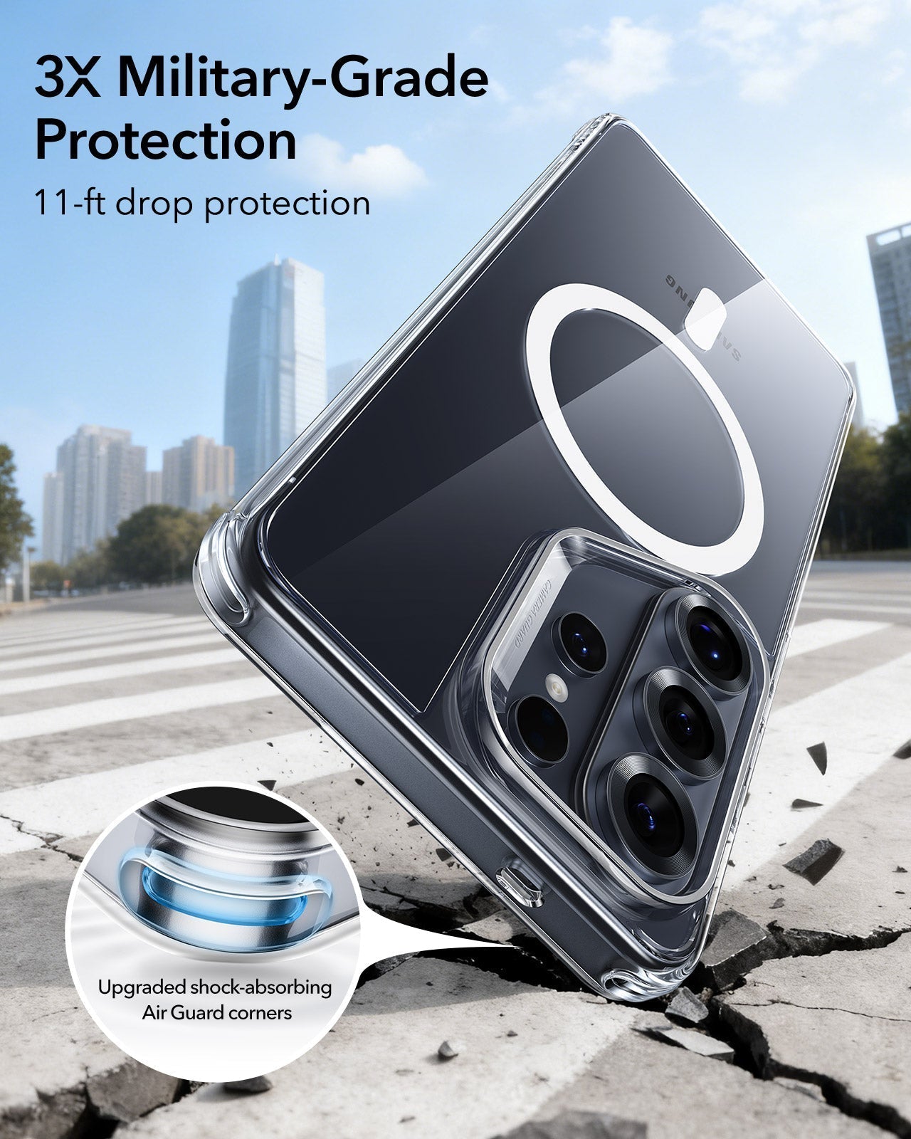 Galaxy S26 Ultra Classic Hybrid Magsafe Case and Corning Glass Privacy Screen Protector Set 3X Military-Grade Protection