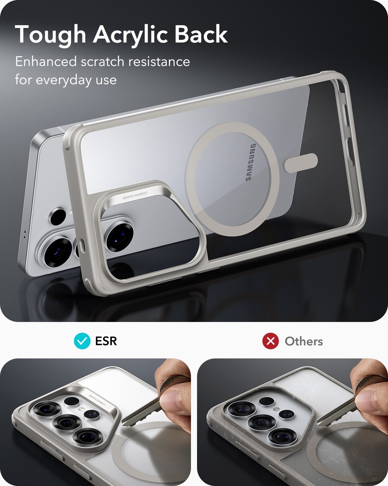 Samsung Galaxy S26 Ultra Classic Hybrid Magsafe Case Clear Grey Tough Acrylic Black