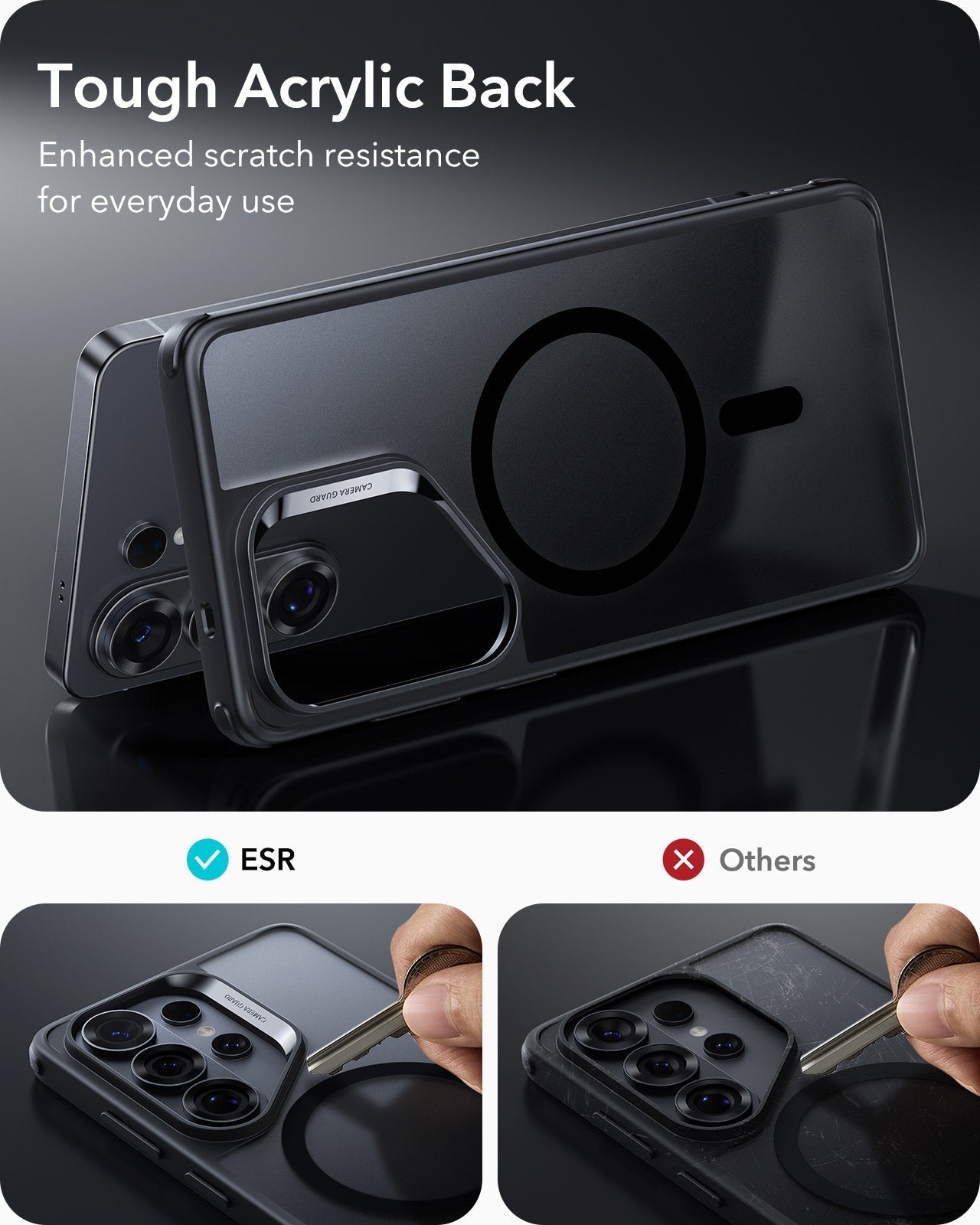 Samsung Galaxy S26 Ultra Classic Hybrid Magsafe Case Clear Frosted Black Tough Acrylic Black