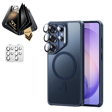 Galaxy S26 Ultra Classic Hybrid Magsafe Case and Corning Glass Privacy Screen Protector Set Frosted Blue