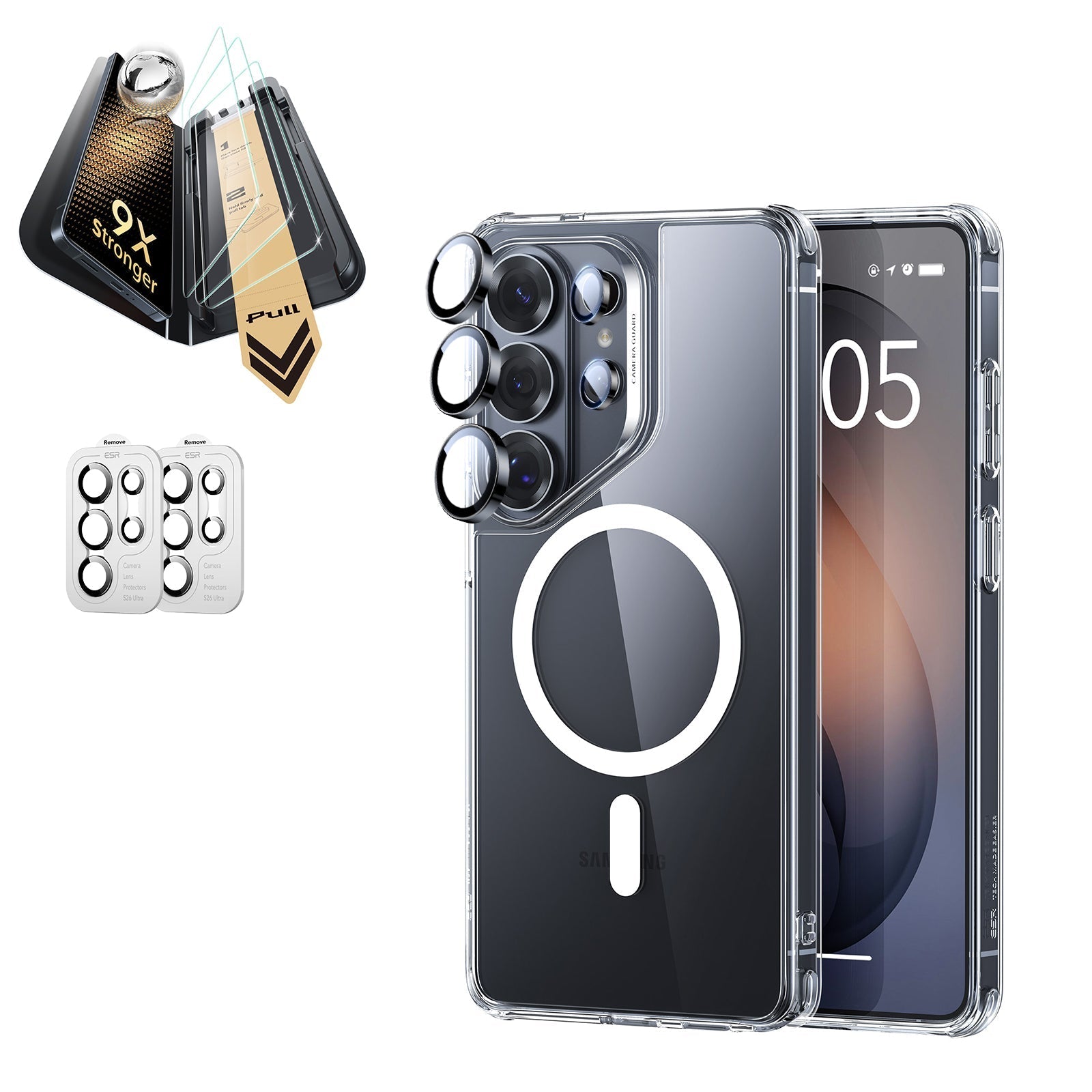 Galaxy S26 Ultra Classic Hybrid Magsafe Case and Corning Glass Screen Protector Set Clear