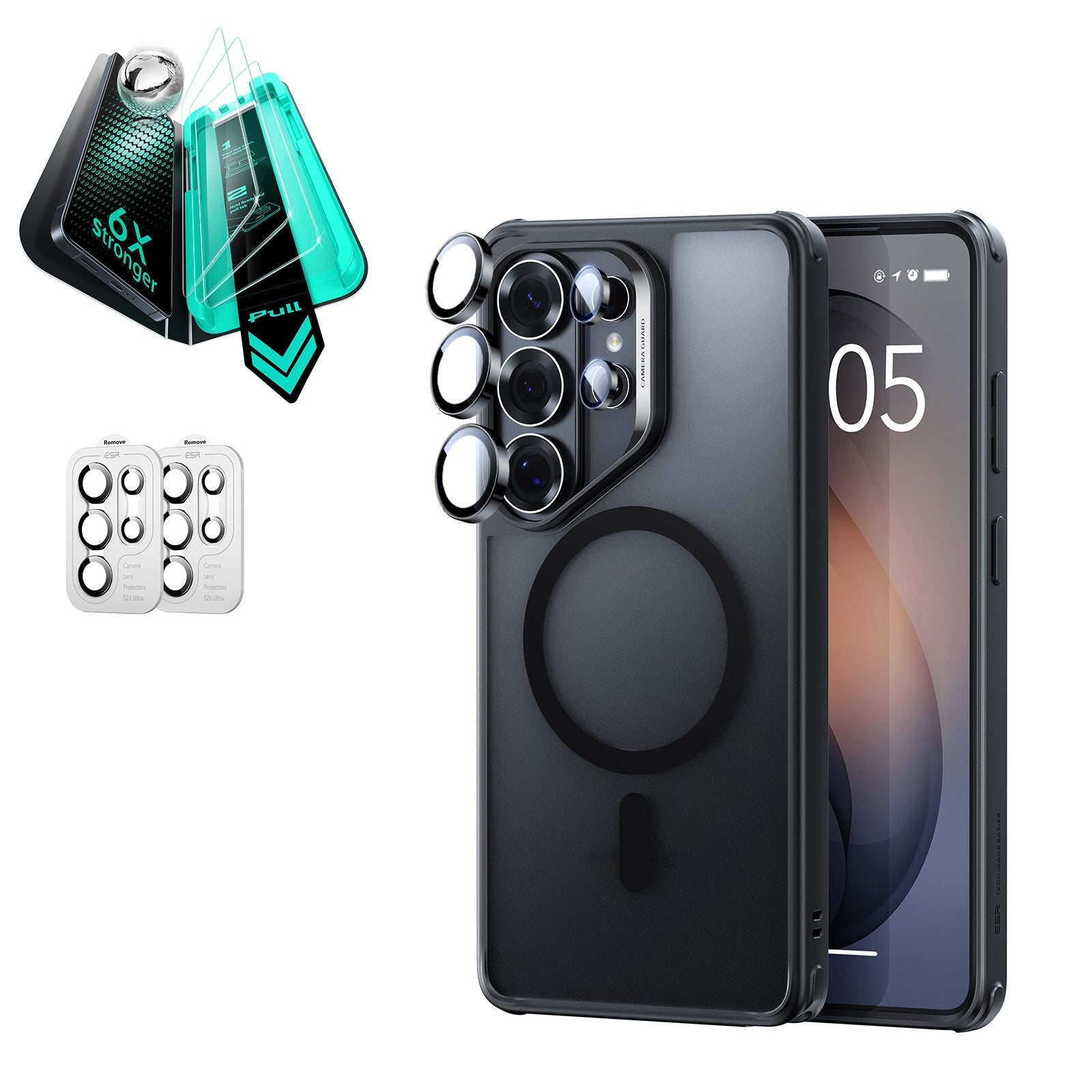 Galaxy S26 Ultra Classic Hybrid Magsafe Case and Armorite Screen Protector Frosted Black