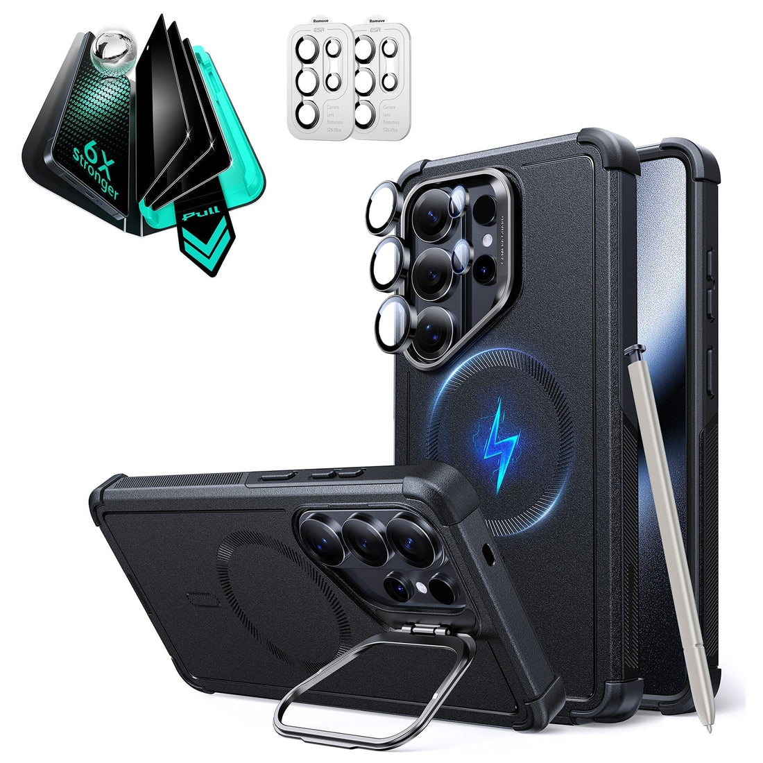 Galaxy S26 Ultra Cyber Tough Magsafe Case with Stand and Armorite Privacy Screen Protector Bundle Black