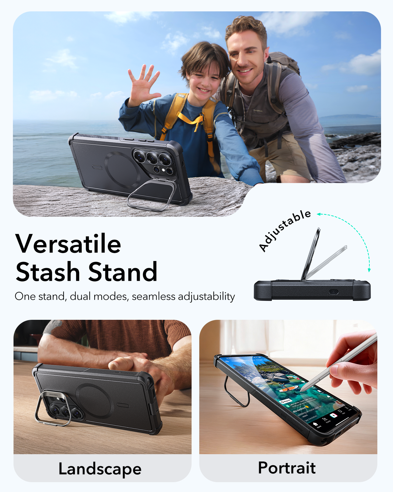 ESR Samsung Galaxy S26 Ultra Cyber Tough Magsafe Case with Stand Black  Versatile Stash Stand