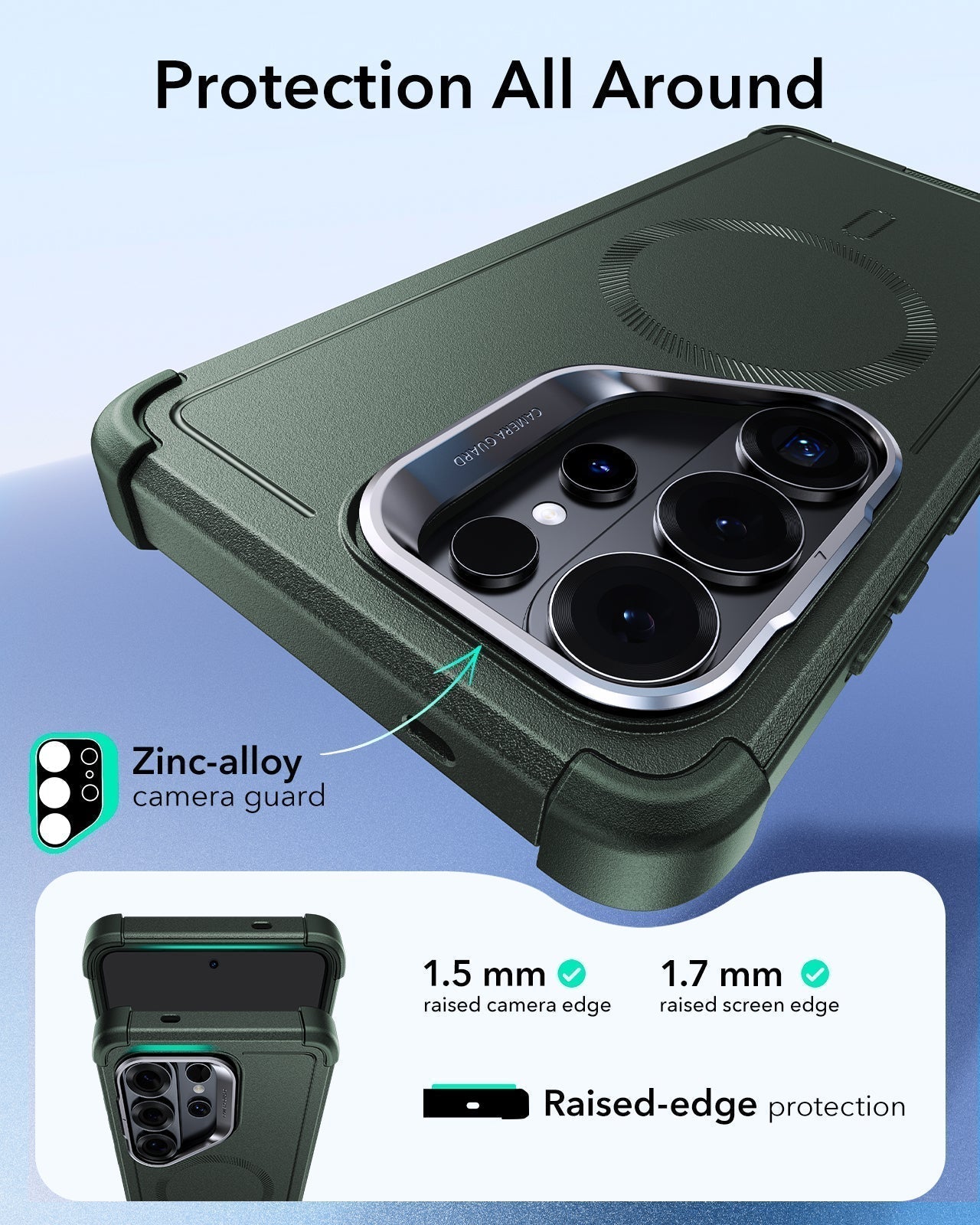 ESR Samsung Galaxy S26 Ultra Cyber Tough Magsafe Case with Stand Olive Green Protection All Around