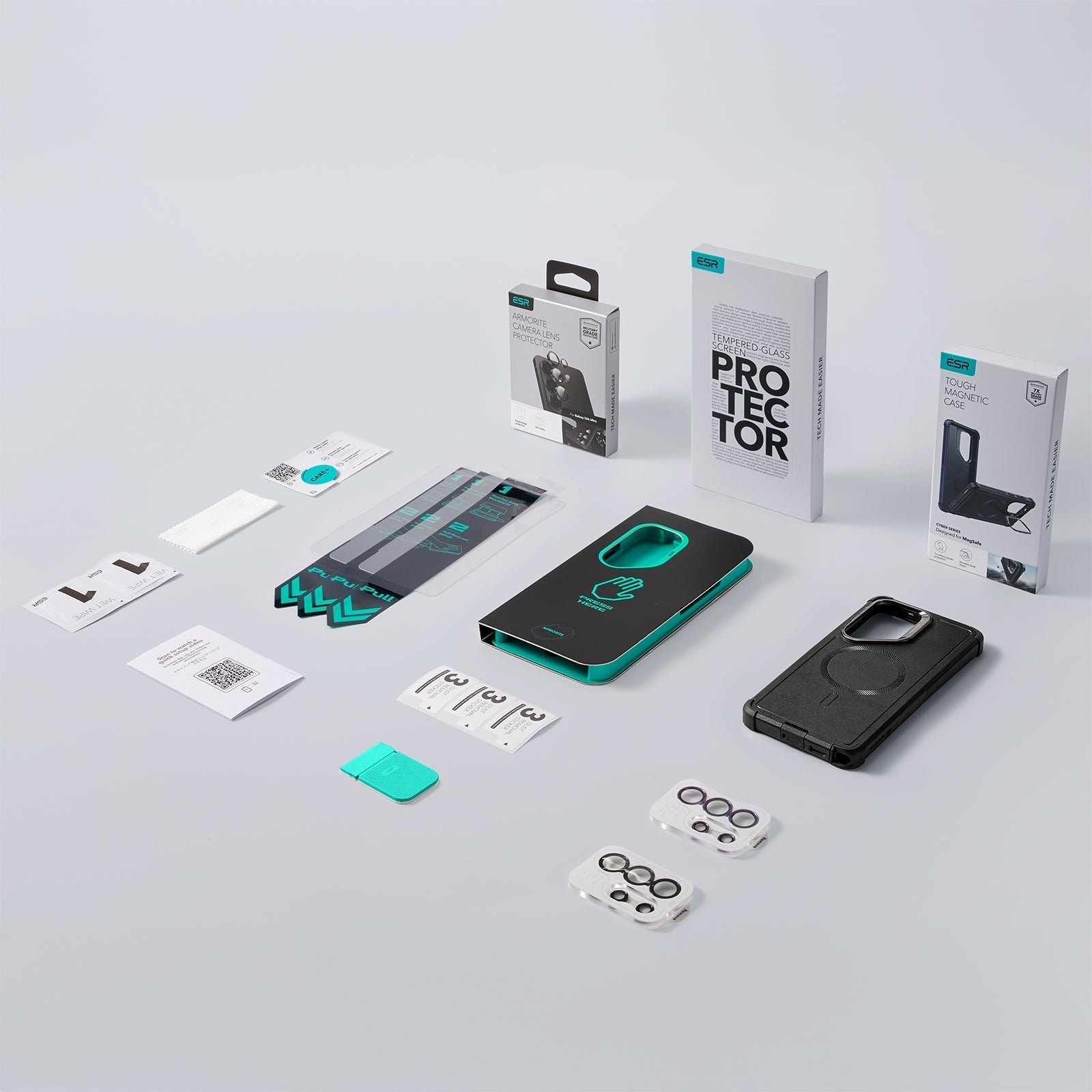 ESR Galaxy S26 Ultra Cyber Tough Magsafe Case with Stand and Armorite Screen Protector Set