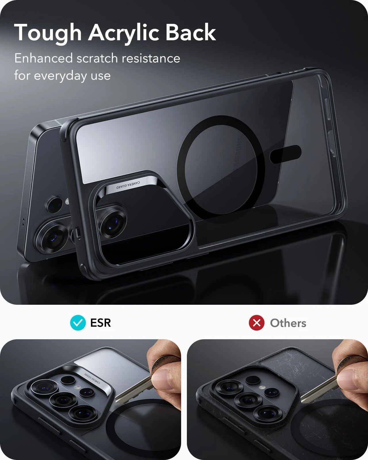 Samsung Galaxy S26 Ultra Classic Hybrid Magsafe Case Clear Black Tough Acrylic Black