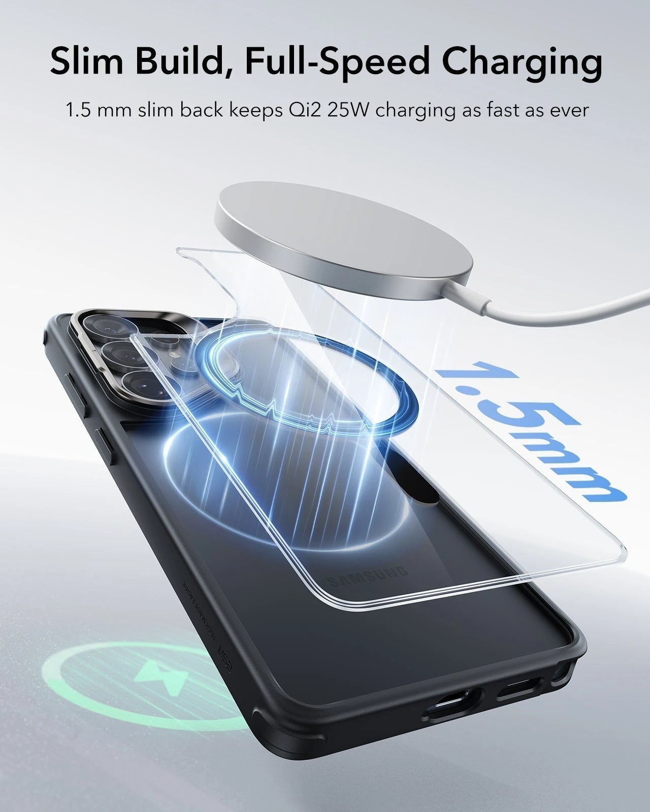 ESR Samsung Galaxy S26 Ultra Classic Hybrid Magsafe Case with Stand Clear Black Slim Profile Full Speed Charging