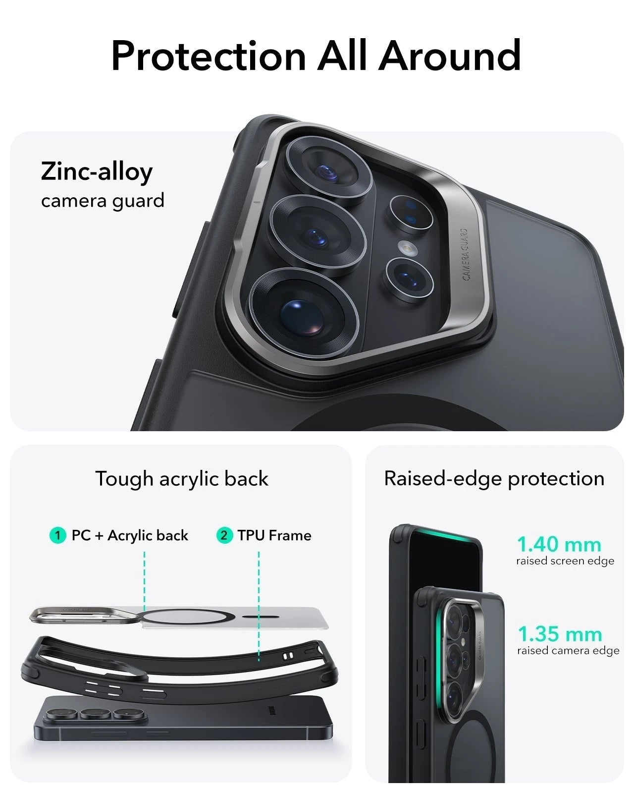 ESR Samsung Galaxy S26 Ultra Classic Hybrid Magsafe Case with Stand Frosted Black Protection All Around