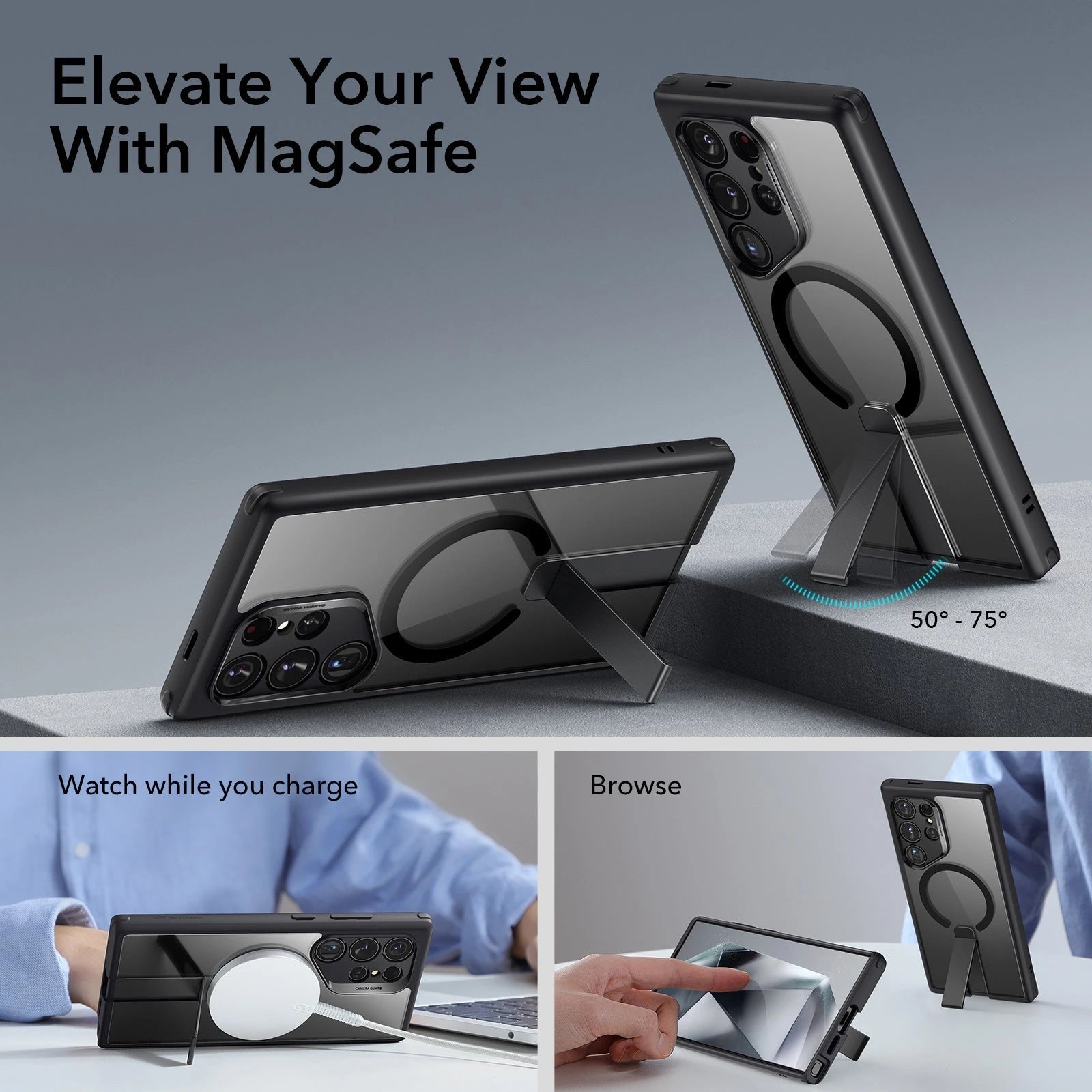 Galaxy S24 Ultra Boost Flickstand Case (HaloLock) - Clear Black ESR ESR