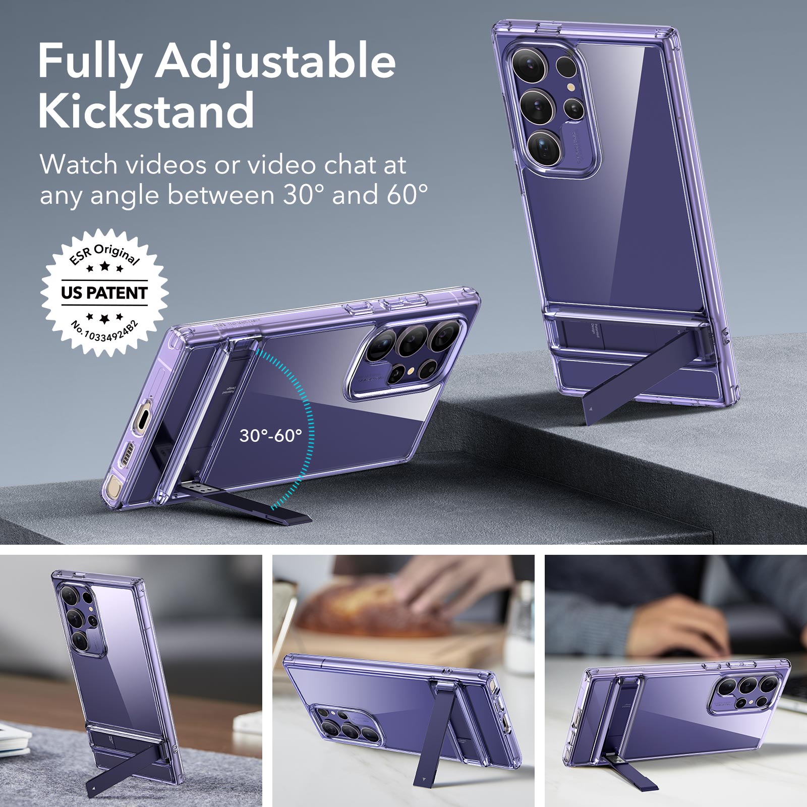 Galaxy S24 Ultra Boost Kickstand Case - Clear Purple - ESR 