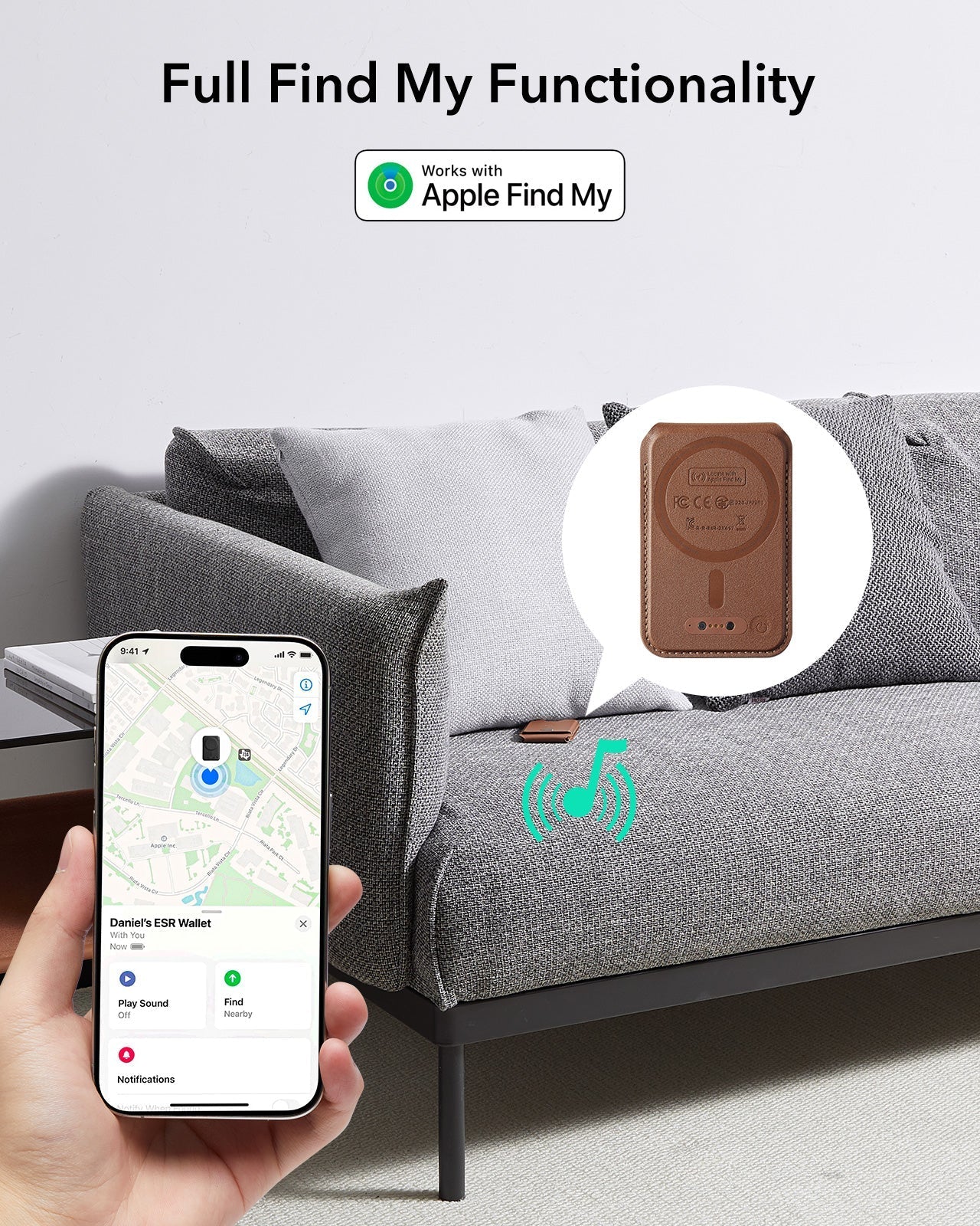 Geo Magnetic Wallet Stand-Full Find my Functionality