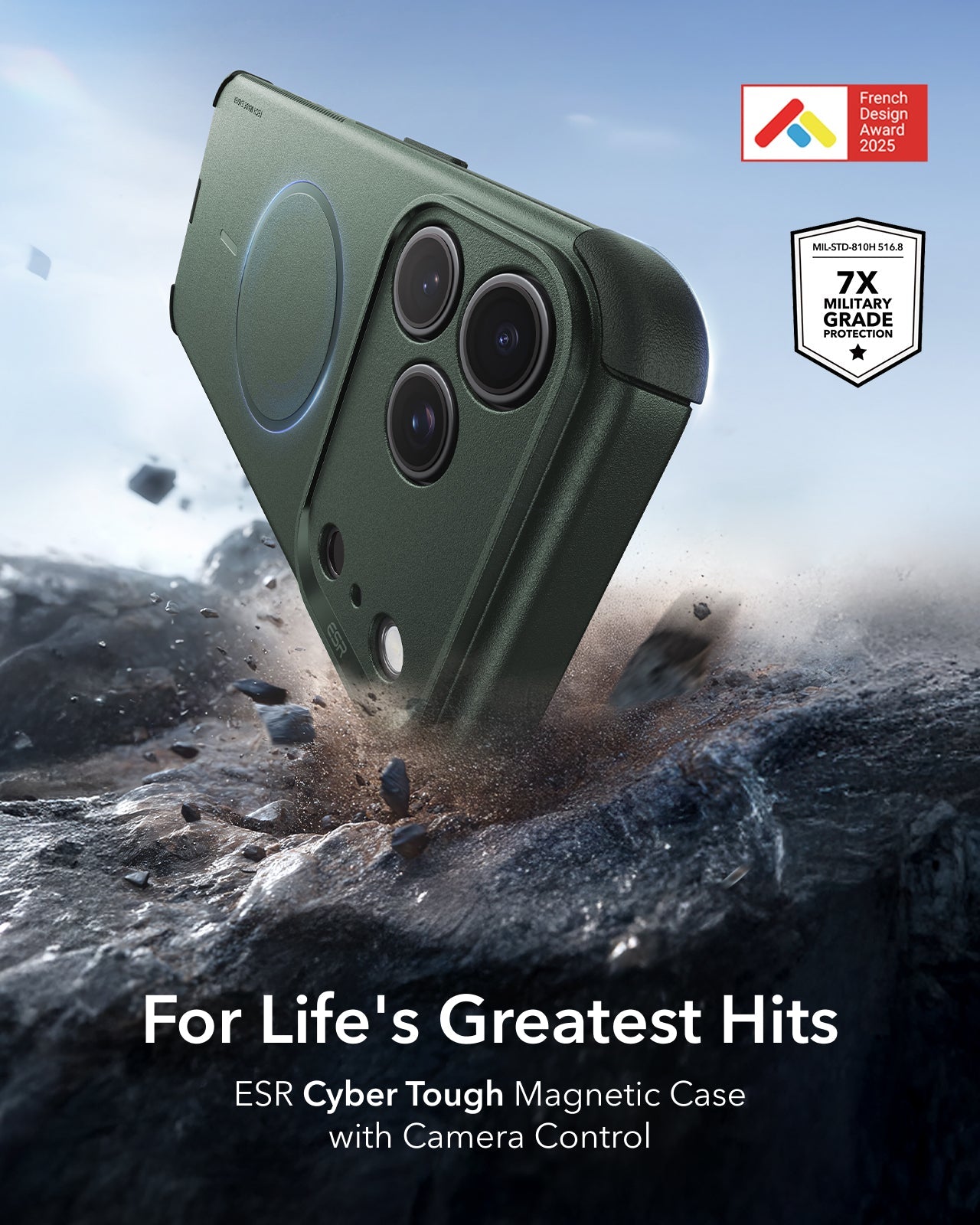 ESR Olive Green iPhone 18 Pro Case Tough Phone Case with Magsafe Protection All Around
