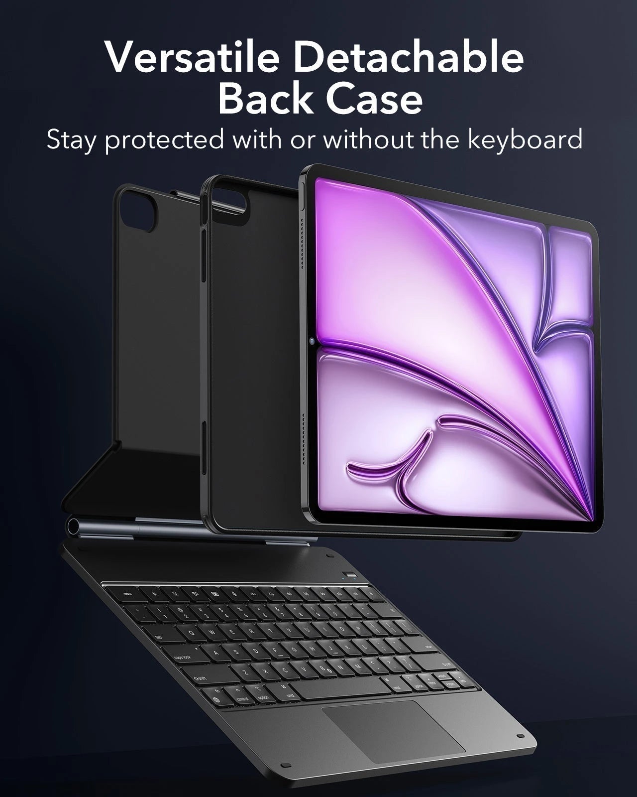 iPad Air 13“ (2025) Magnetische Rebound Tastatur Hülle 360 Schutz Paper Feel Bündel - DE Layout -Schwarz ESR ESR