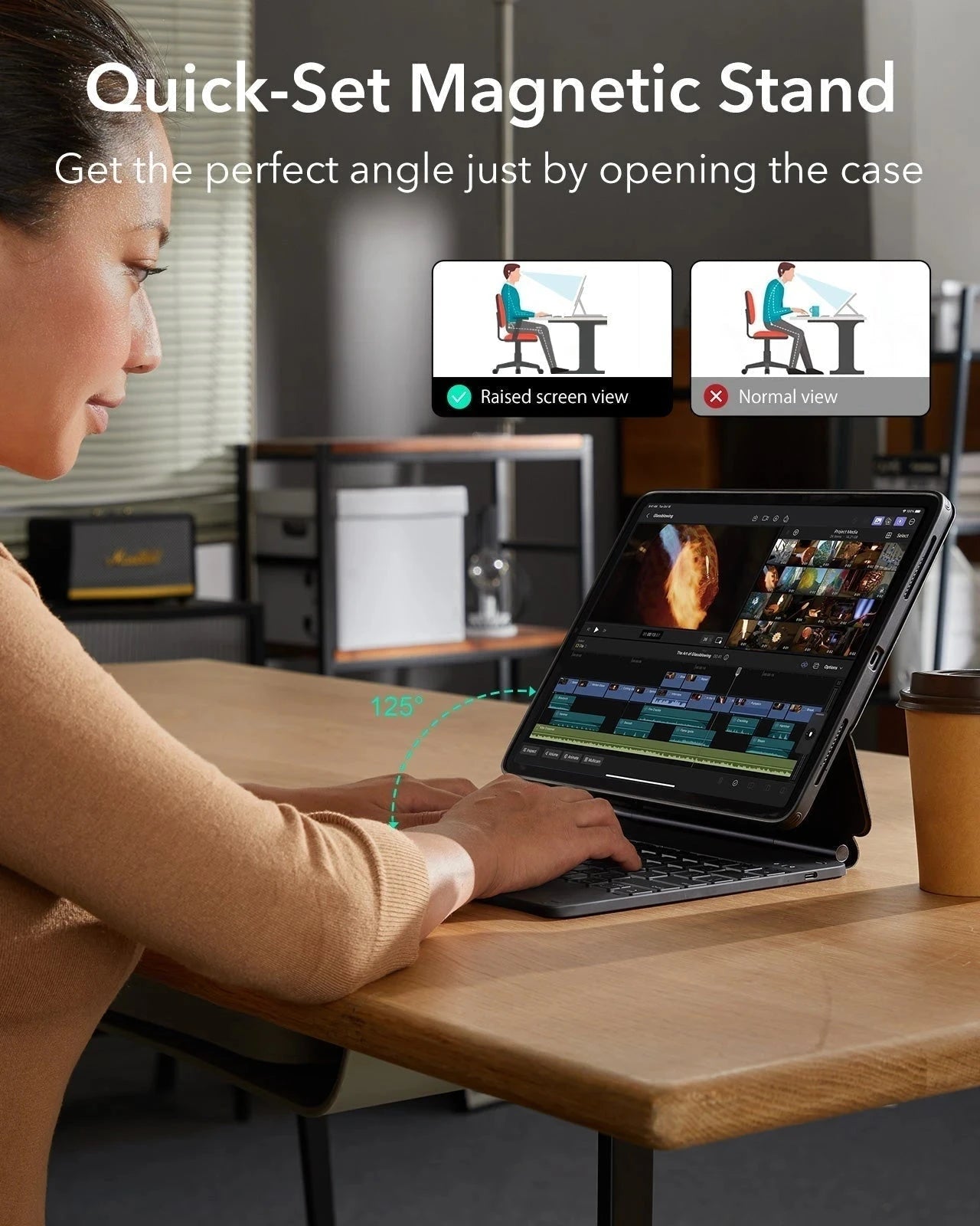iPad Air 13" (M4) 2026 Bundle Rebound Magnetic Keyboard Case 360 & Digital Pencil-Quick-set magnetic stand