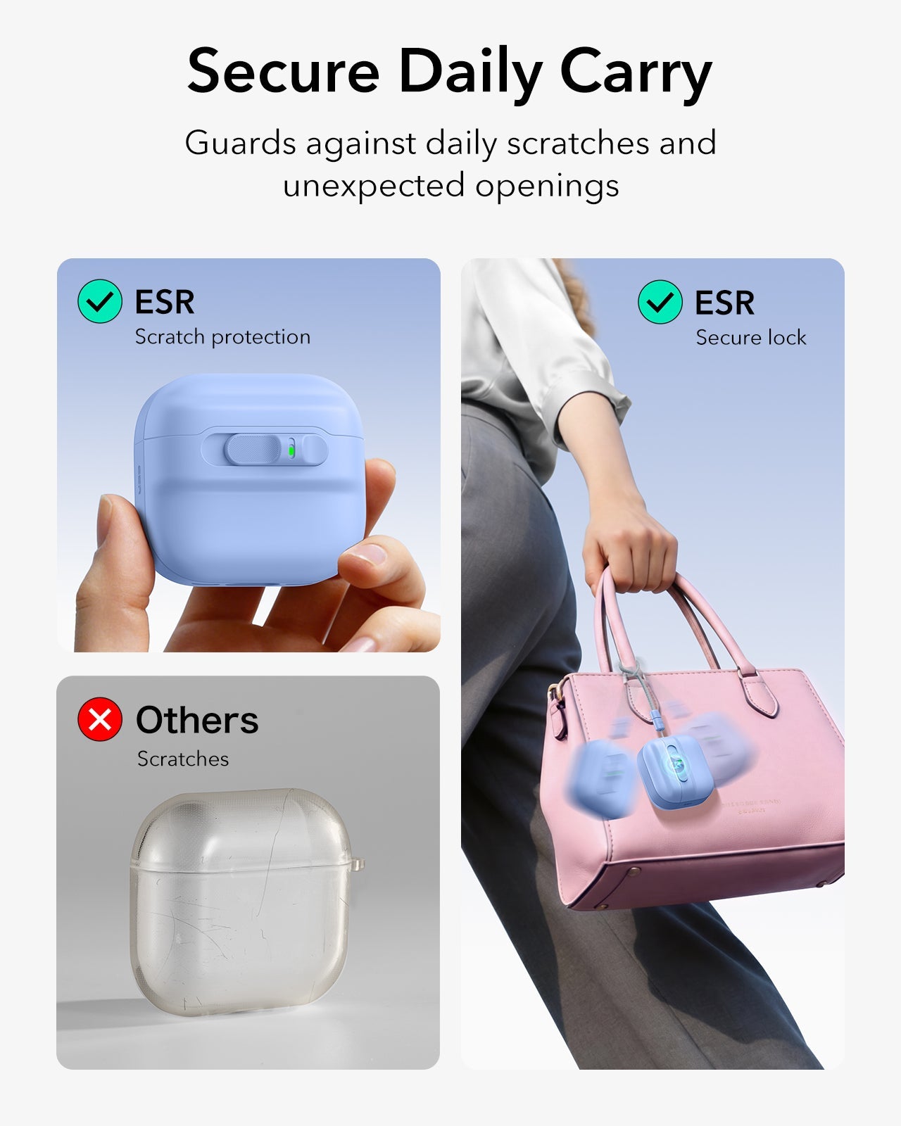 Light blue AirPods 4 case with raised edges for added drop protection