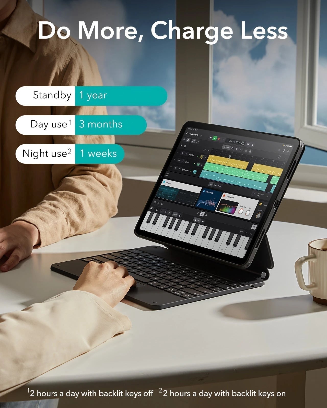 iPad Air 13“ (2025) Magnetische Rebound Tastatur Hülle 360 Schutz Paper Feel Bündel - DE Layout -Schwarz ESR ESR
