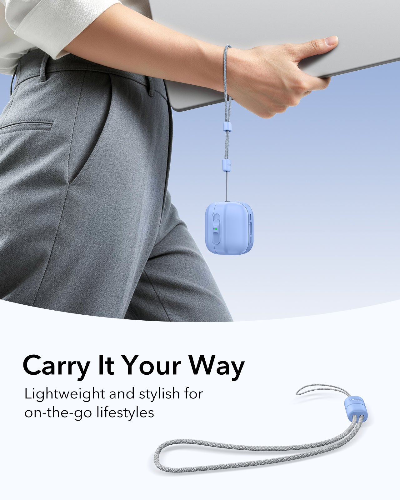 Light blue AirPods 4 case securely locking AirPods with magnetic FlickLock