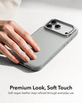 ESR Light Gray Leather iPhone 18 Pro Max Magsafe Case with Stand Premium Look, Soft Touch