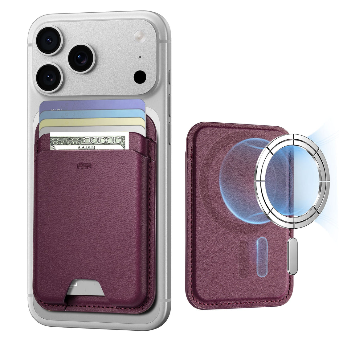 Magnetic Wallet Boost (HaloLock) - Burgundy