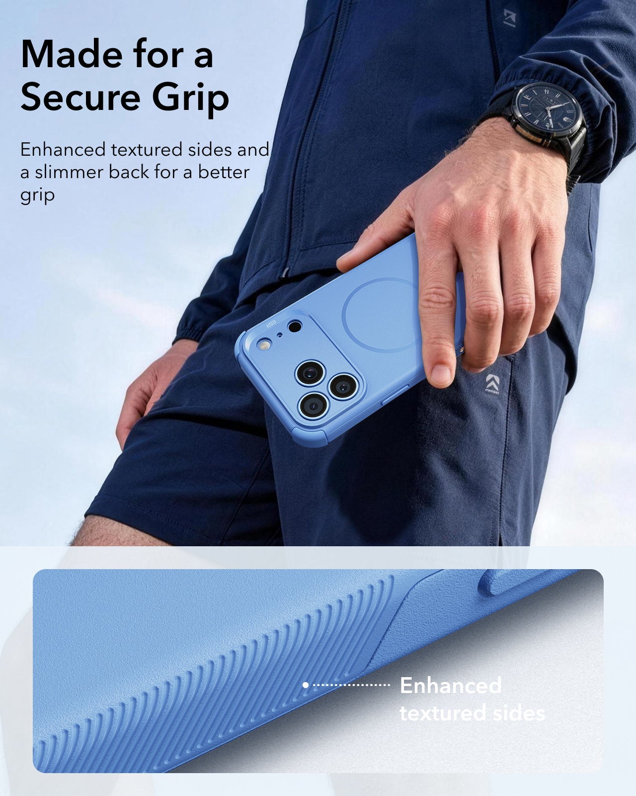 ESR Misty Blue iPhone 18 Pro Max Case Tough Phone Case with Magsafe Made for a Secure Grip