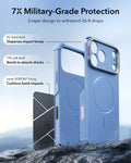 ESR Misty Blue iPhone 18 Pro Tough Phone Case Magsafe with Stand 7X Military-Grade Protection
