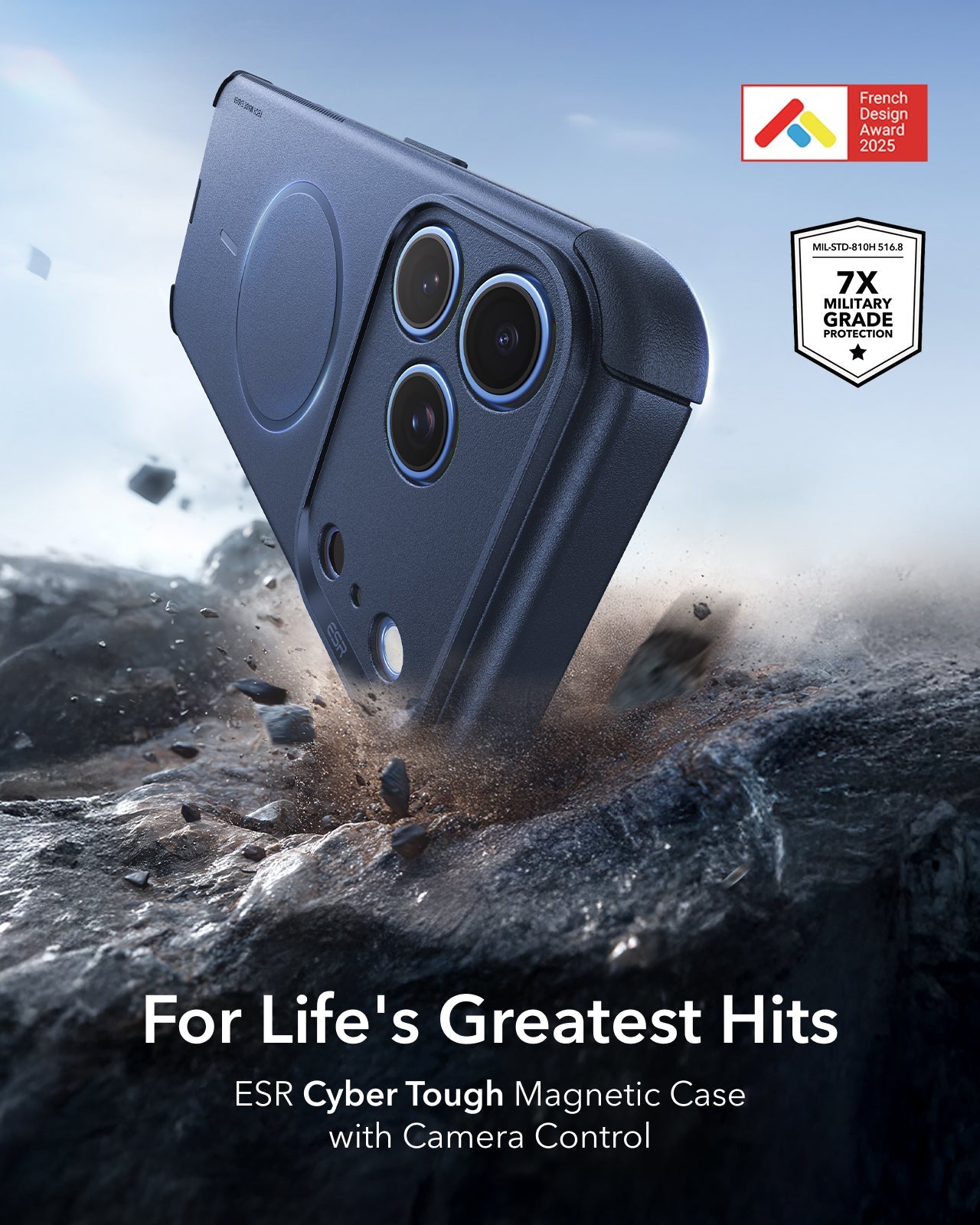 ESR Navy Blue iPhone 18 Pro Case Tough Phone Case with Magsafe For Life's Greatest Hits