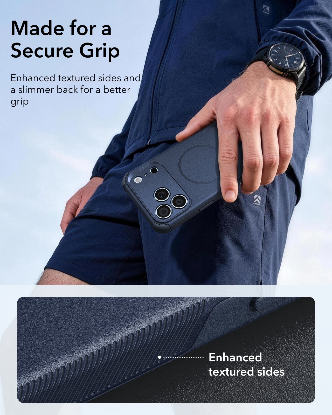 ESR Navy Blue iPhone 18 Pro Case Tough Phone Case with Magsafe Made for a Secure Grip
