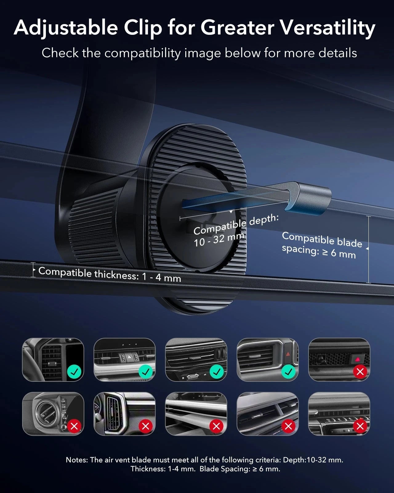 OmniLock Magnetic Car Charger (25W, CryoBoost, Air Vent) - Black ESR ESR