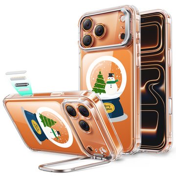 Coque magnétique hybride classique pour iPhone 17 Pro (commande de la caméra, support Stash) - Christmas Globe