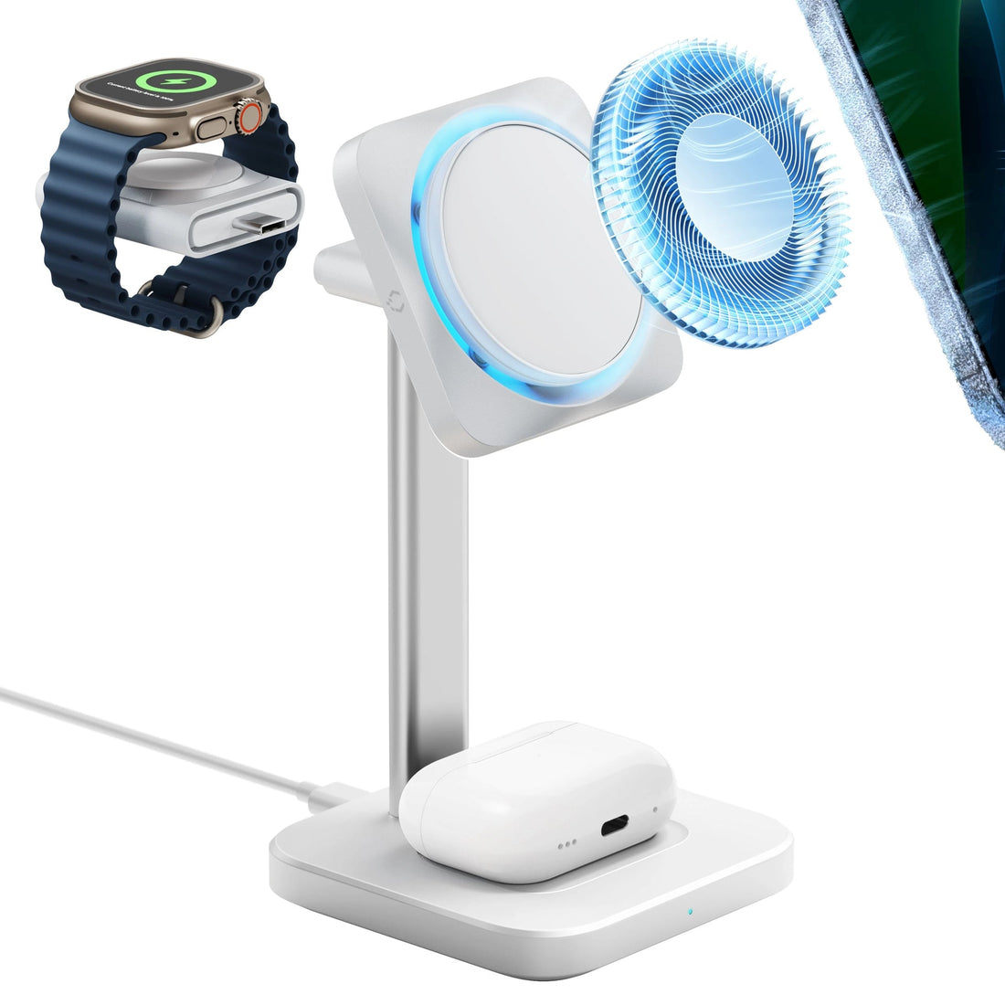 Qi2 3-in-1 Wireless Charging Station with CryoBoost (HaloLock) - Black - EU Plug ESR ESR