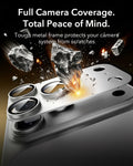 ESR Silver iPhone 18 Pro Corning Glass Camera Lens Protector Tough metal frame protects your camera system from scratches