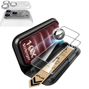 Silver iPhone 18 Pro Corning Glass Screen Protector with Full Coverage Camera Lens Protector