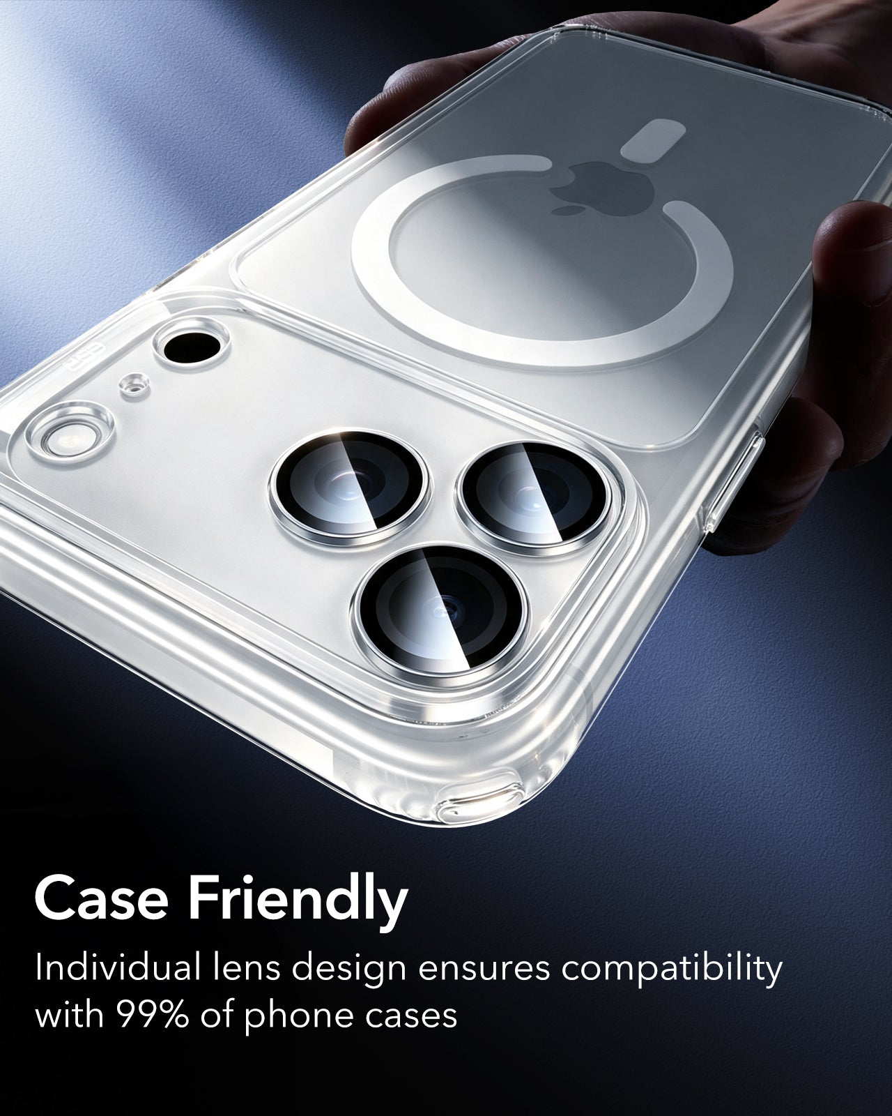 ESR Silver iPhone 18 Pro/Pro Max Armorite Camera Lens Protector Case Friendly