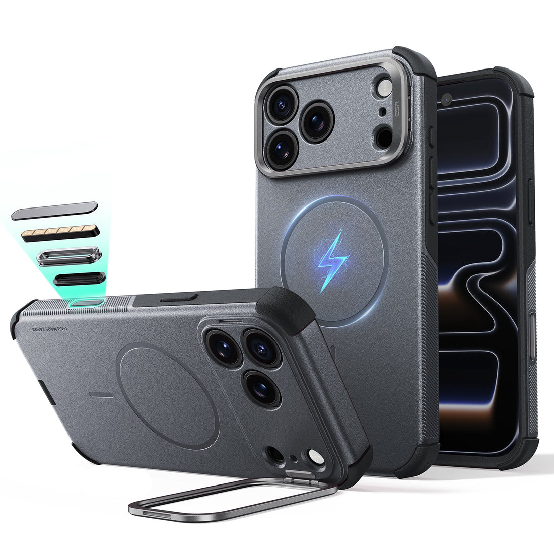Space Gray iPhone 18 Pro Max Tough Phone Case Magsafe with Stand