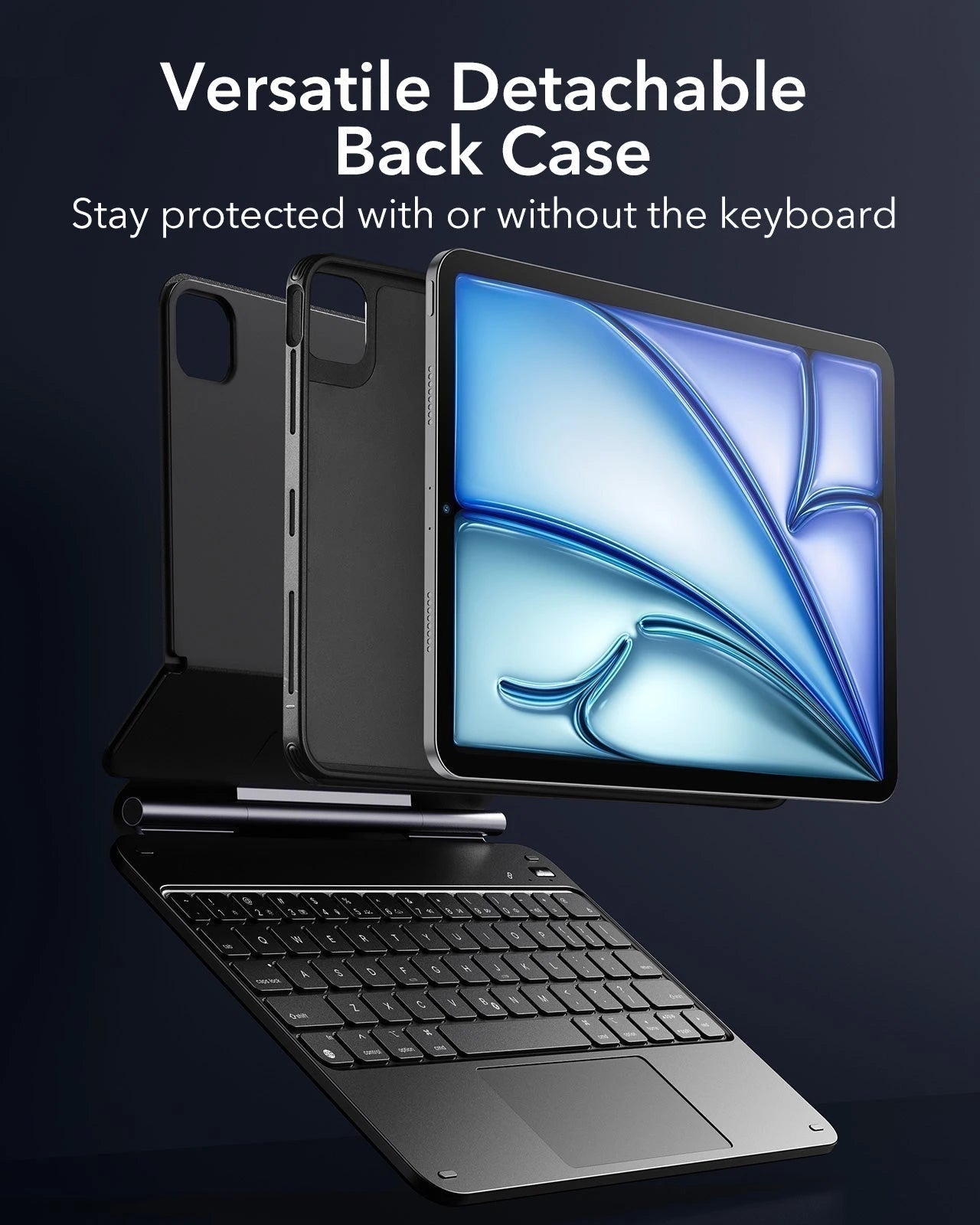 iPad Air 11“ (2025) Rebound Magnetische Tastatur Hülle 360 Pencil Bündel - DE Layout-White ESR ESR