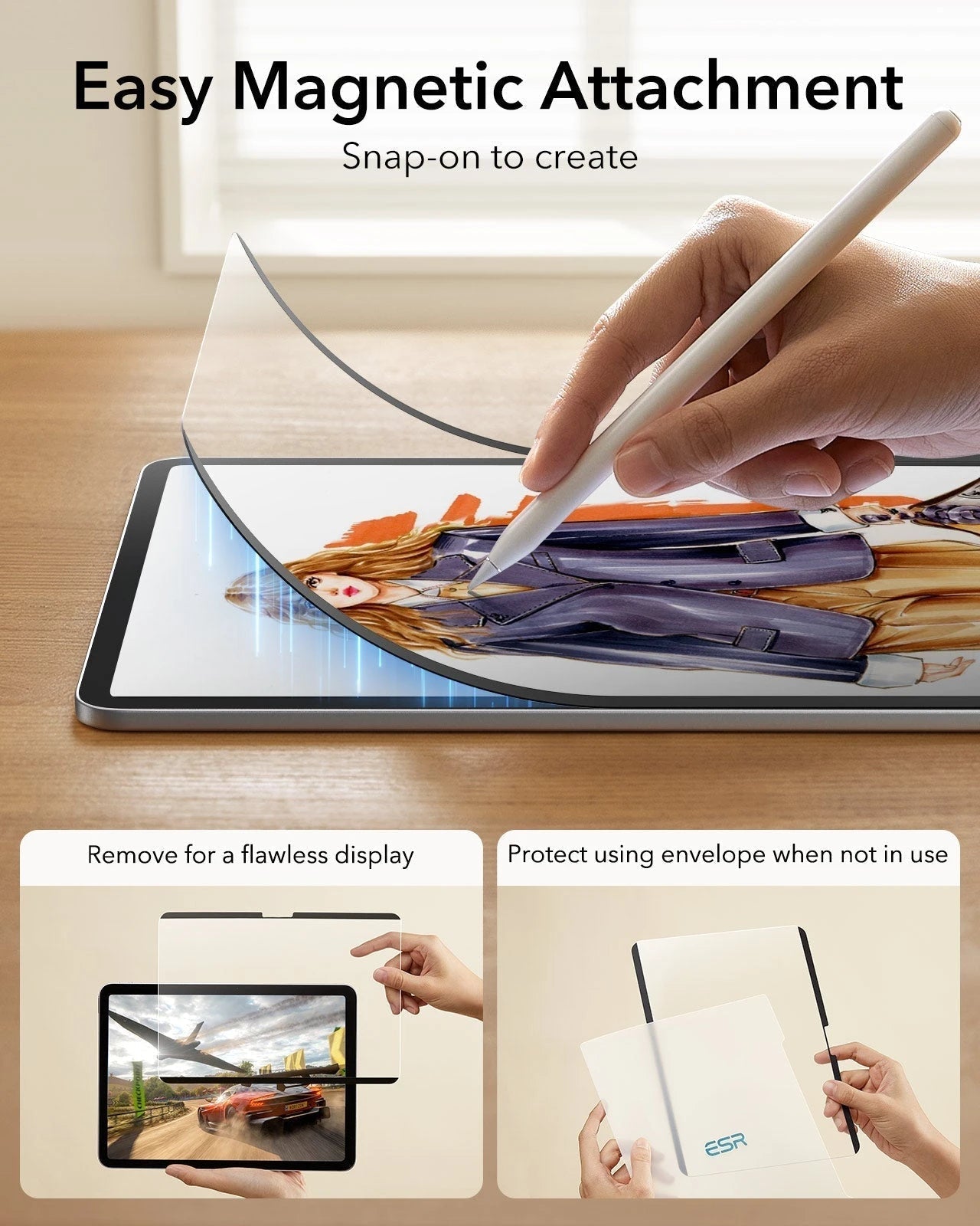 iPad Air 11“ (2025) Magnetische Rebound Tastatur Hülle 360 Schutz Paper Feel Bündel-DE layout-Black ESR ESR