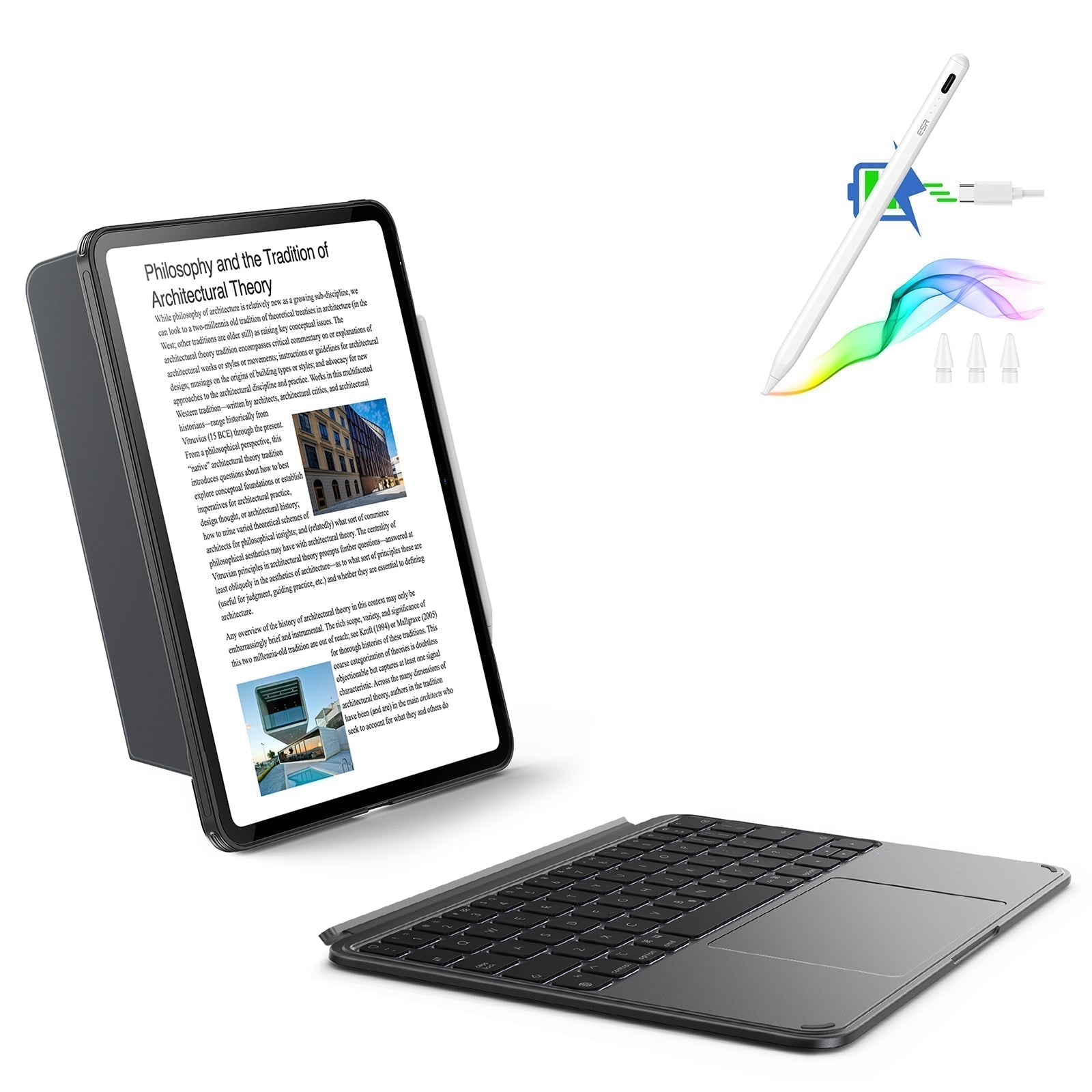 iPad 10. Gen Shift Tastaturhülle (abnehmbar) mit Digital Pencil Bundle- DE Layout - Dark Gray ESR ESR